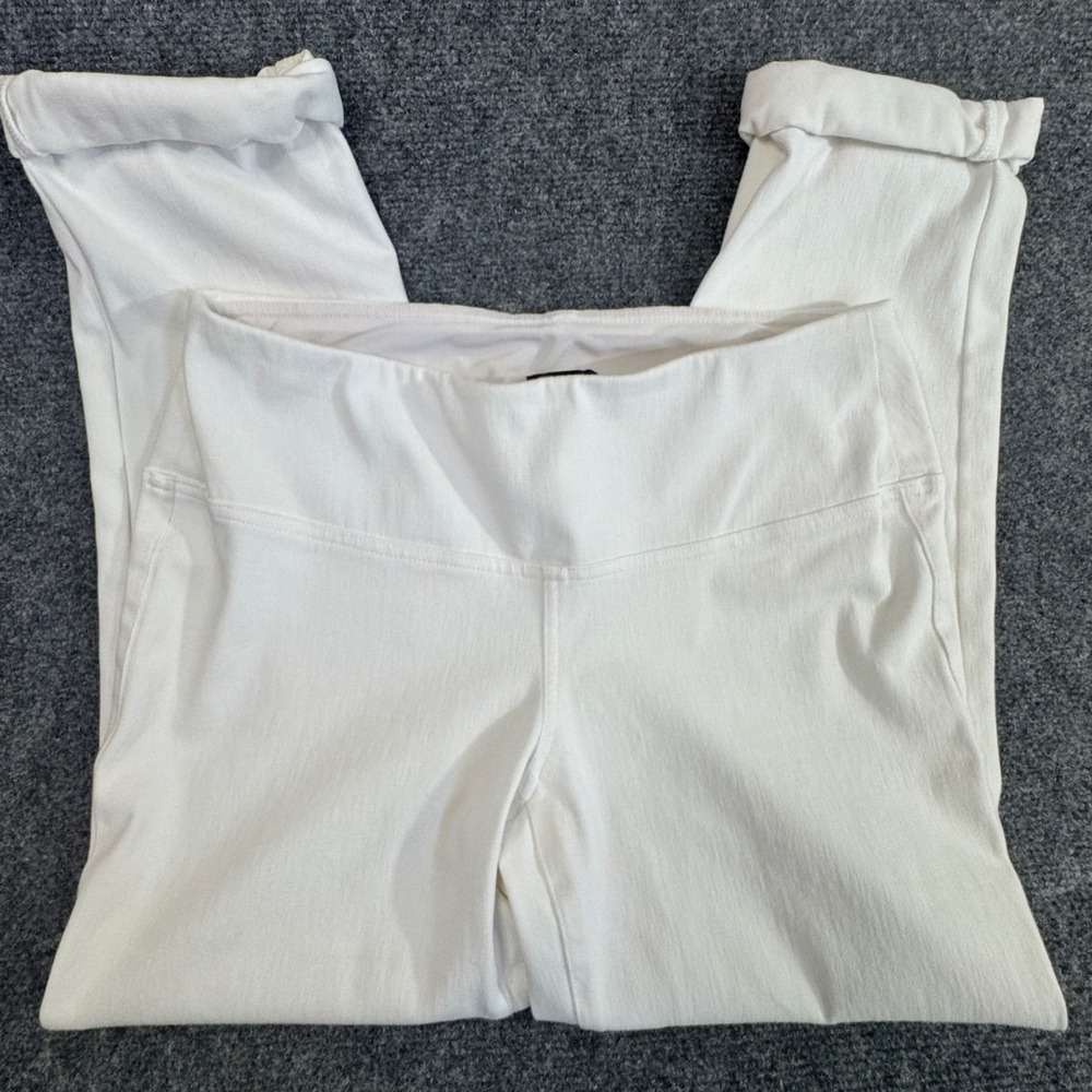 J. Jill Wearever White Pull On Stretch Pants Womens Med Petite Cuffed Straight